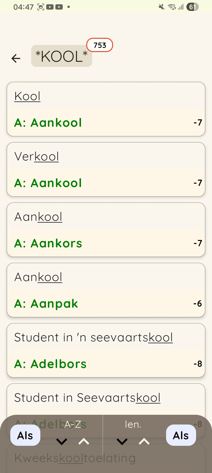 Filter binne resultate
